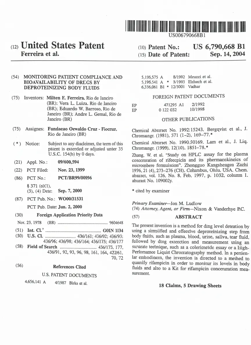 1º Patente Internacional conquistada.